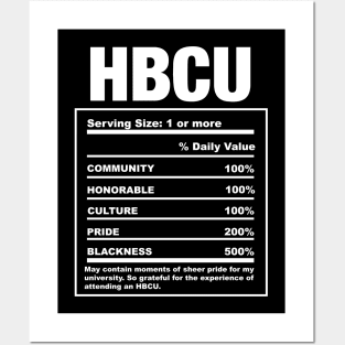 HBCU Nutrition Facts Funny Posters and Art